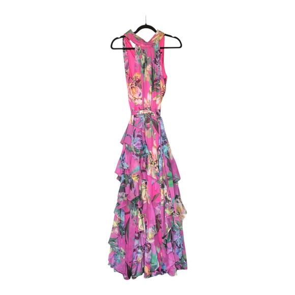 Alex Marie Nina Halter Pink Lily Vibrant Floral Sleeveless Dress Womens Sz 6 NWT - Picture 3 of 16